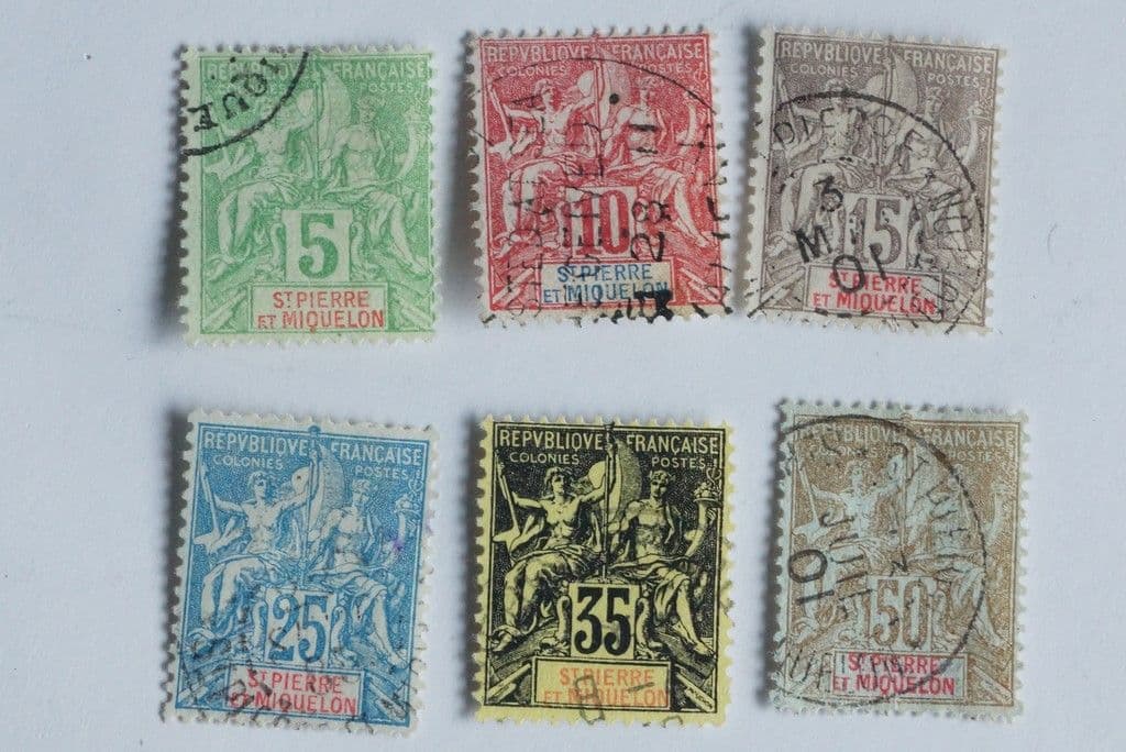 Série timbres Saint Pierre et Miquelon 1900-08 oblitéré