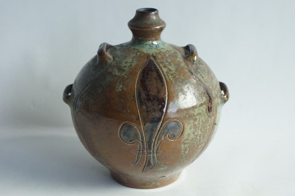 Gourde grès Fleur de lys Roger GUERIN Bouffioulx Belgique